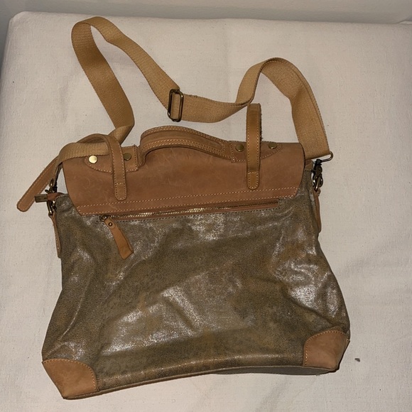 Jesslyn Blake leather satchel canvas and leather metallic color canvas - Picture 2 of 9